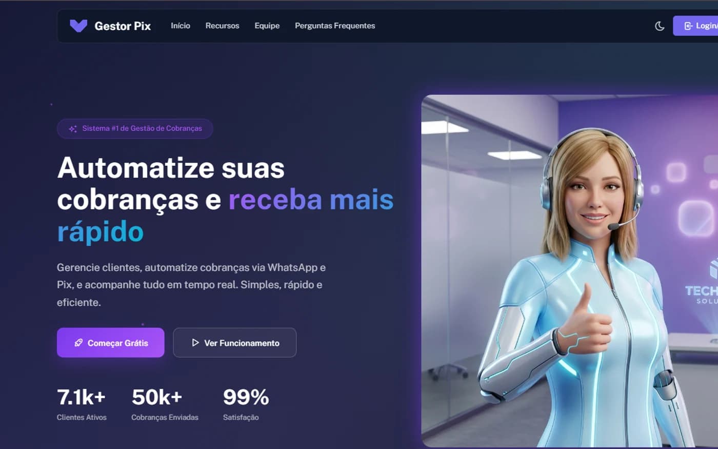 Interface do Gestor Pix